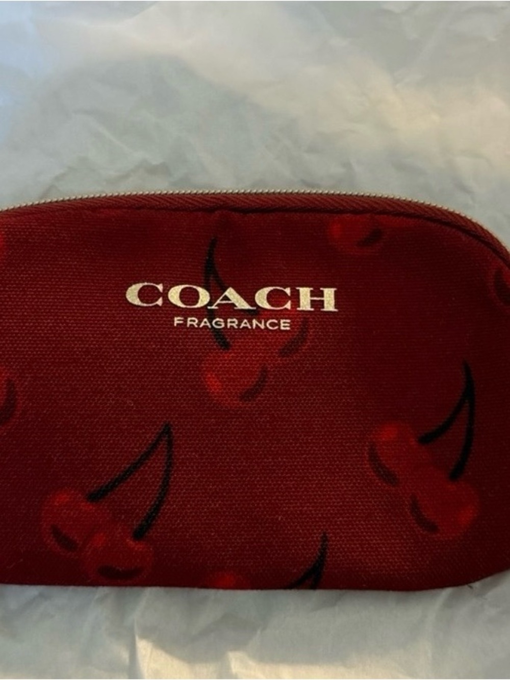 Coach Red Coin cherry small Makeup Pouch with coach cherry travel size Perfume - Picture 7 of 9